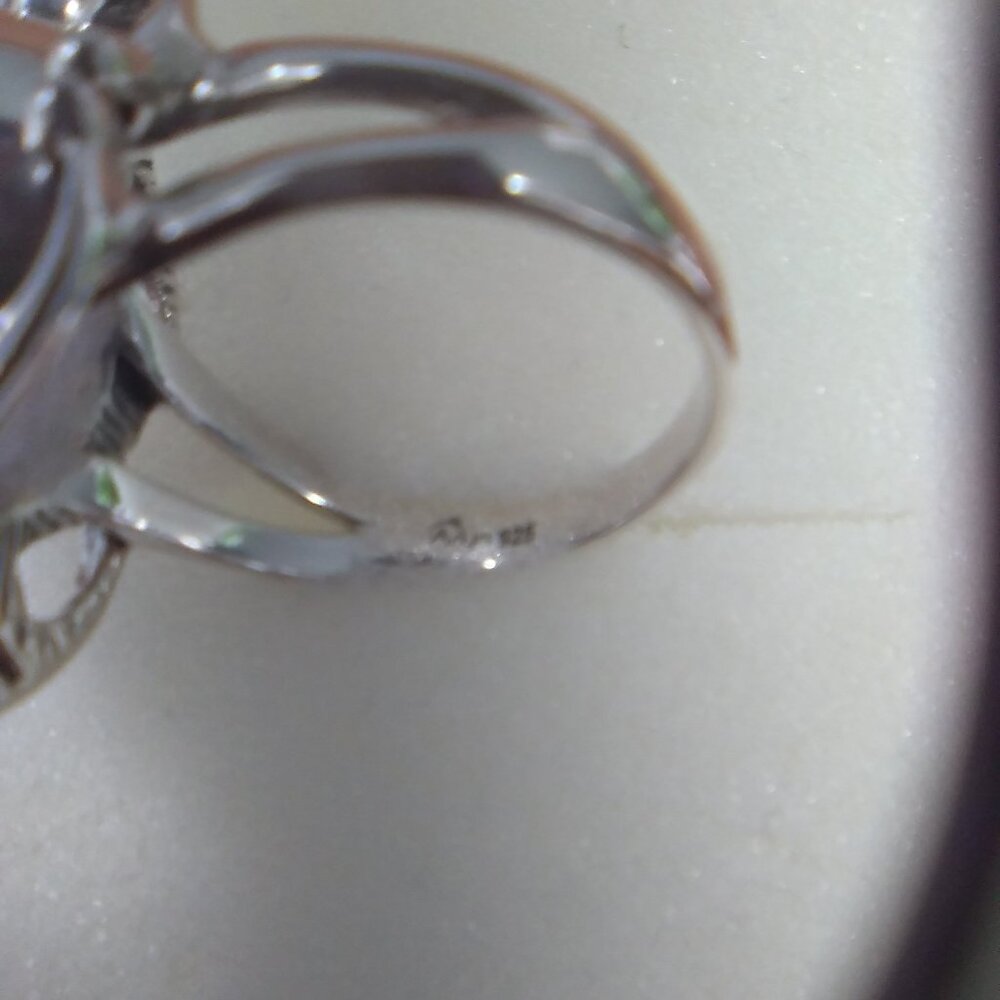 Blue Lace Agate Statement Silver Ring - image 4